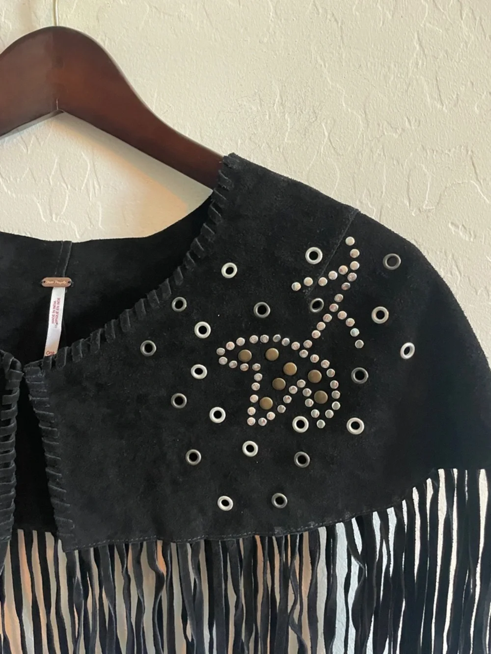 Free People Lights Out Suede Embellished Cape